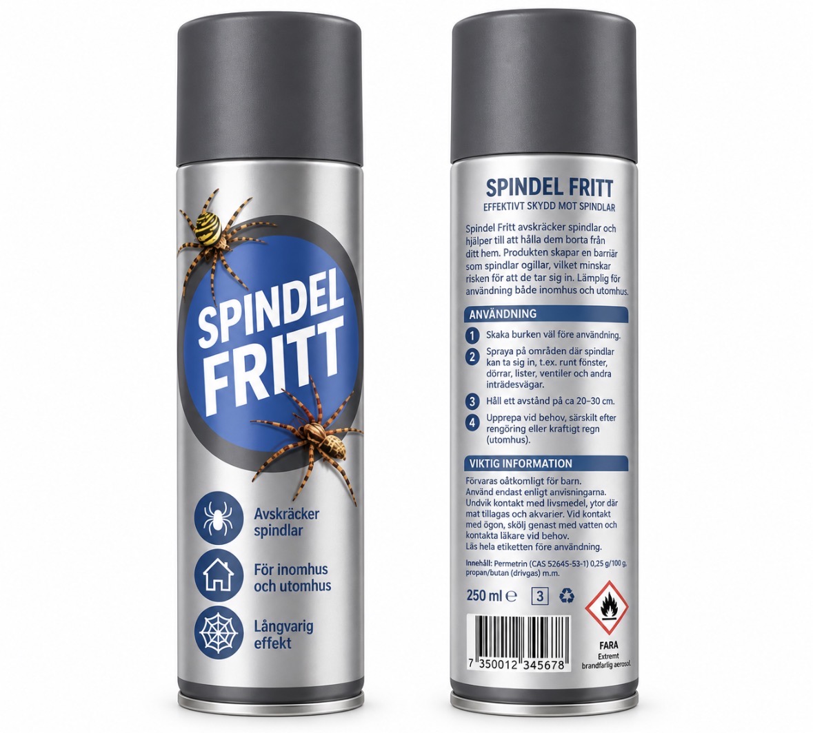 Spindel Fritt 250 ml fram- och baksida